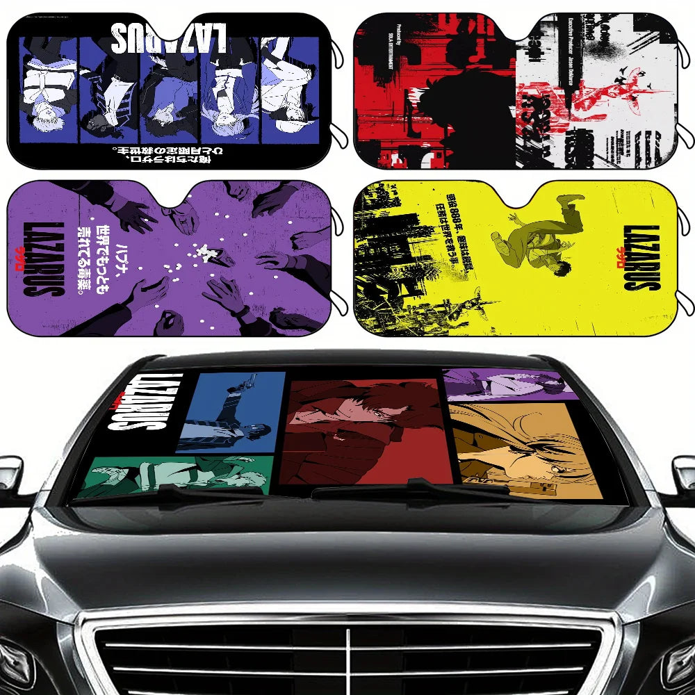Lazarus Anime Car Sunshade – Grunge Typography