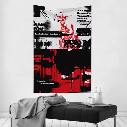 LAZARUS “Glitch Red” Abstract Anime Wall Tapestry